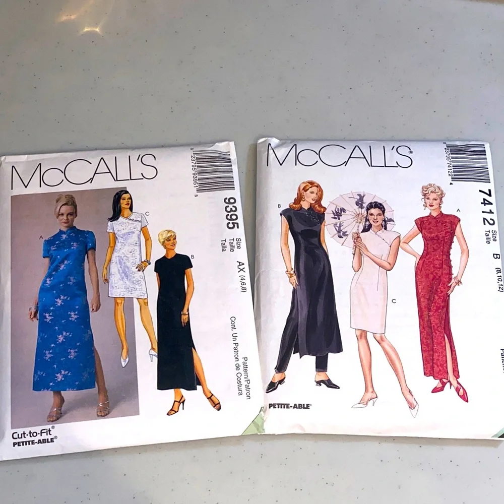 Asian Style Caftan Tunic Pants, McCall's 9395, 7412 size AX, B Patterns